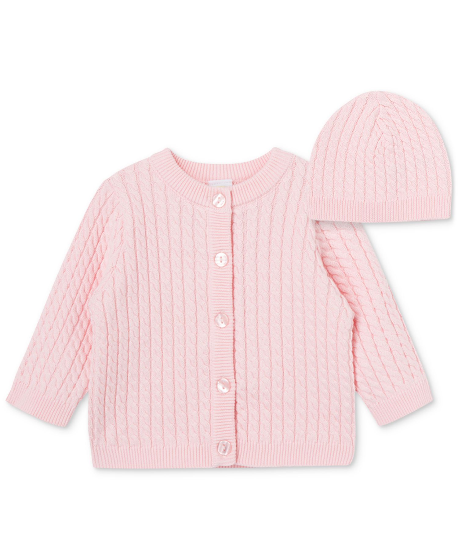 Baby Cotton Cable-Knit Cardigan & Matching Hat, 2 Piece Set