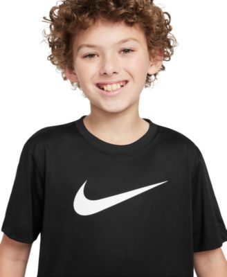 Big Kids' Legend Swoosh-Logo Crewneck Dri-FIT T-Shirt