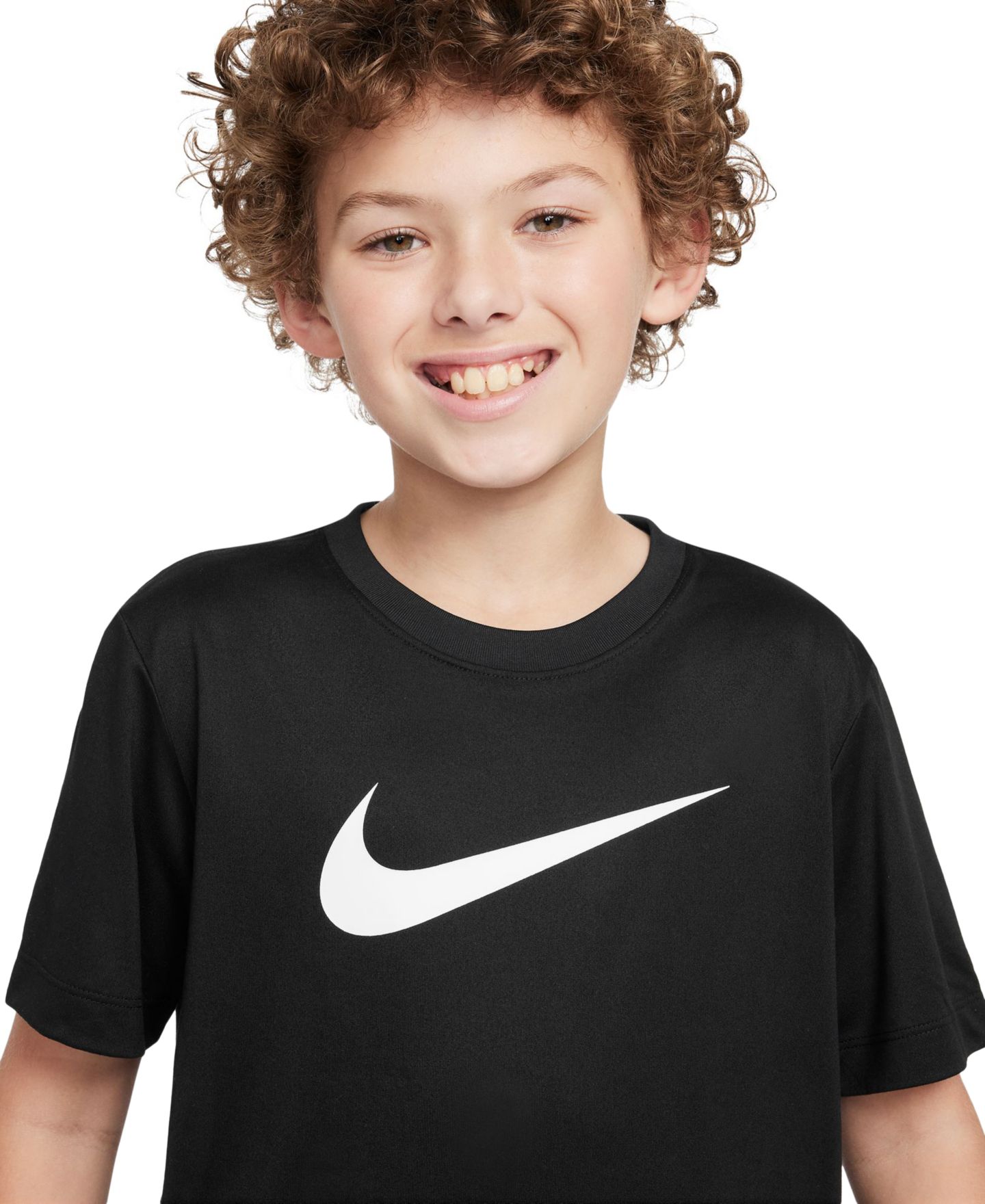 Детская футболка Nike Legend Swoosh-Logo Crewneck Dri-FIT, цвет: Чёрный — фото 2