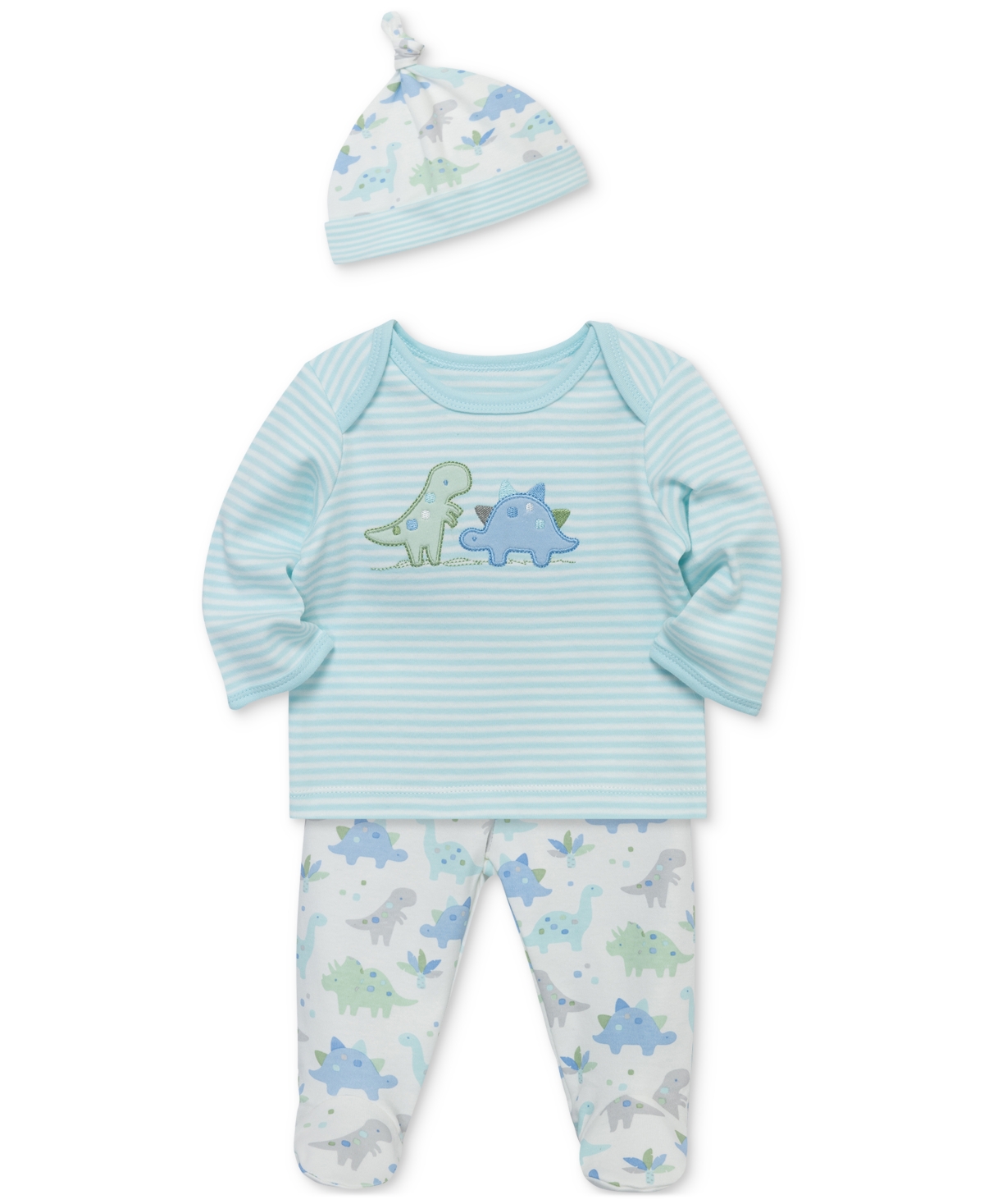 Little Me Baby Boys 3-Pc. Cute Dinos Top, Footed Pants & Hat Set