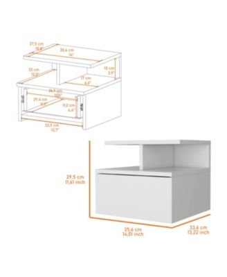 Augusta Floating Nightstand with 2-Tier Shelf and 1-Drawer