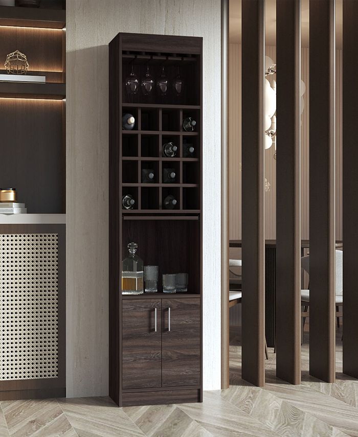 FM FURNITURE Illinois Bar Cabinet, Sixteen Bottle Cubbies, One Cabinet ...