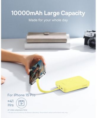 10000mAh Magnetic Power Bank 30W MagSafe Portable Charger, Yellow