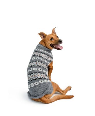 L Silver Alpaca Fairisle Dog Sweater