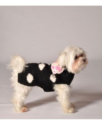 M Black Polka Dot Flower Dog Sweater