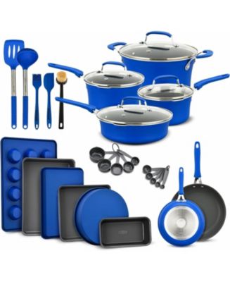 Cookware Set – 23 Piece –Blue Multi-Sized Cooking Pots with Lids ...