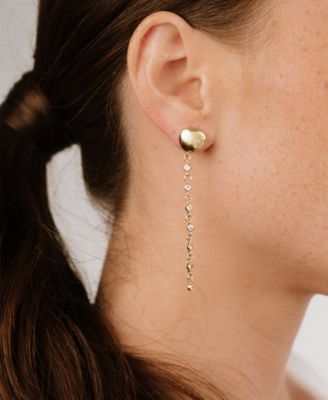 Polished Pebble Linear Crystal Chain Drop Earrings