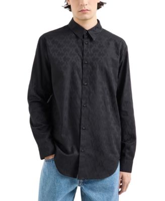 A|X Armani Exchange Men&rsquo;s Regular-Fit Tonal Logo Jacquard Button 