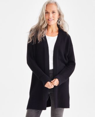 売れ筋商品|||スタイルアンドコー ニット&セーター アウター レディース Women's Cotton Open-Front Elbow-Sleeve Cardigan, Exclusively at Macy's Deep Black Style & Co Women's Open-Front Long-Sleeve Cardigan, Created
