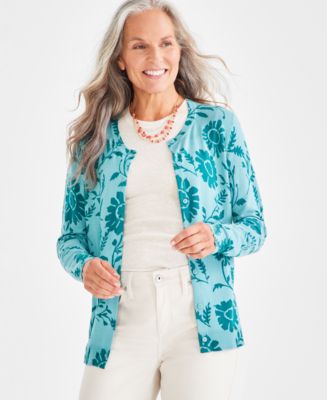 売れ筋商品|||スタイルアンドコー ニット&セーター アウター レディース Women's Printed Open-Front Cardigan, Exclusively at Macy's Blue Floral Style & Co Women's Printed Button Front Cardigan, Created