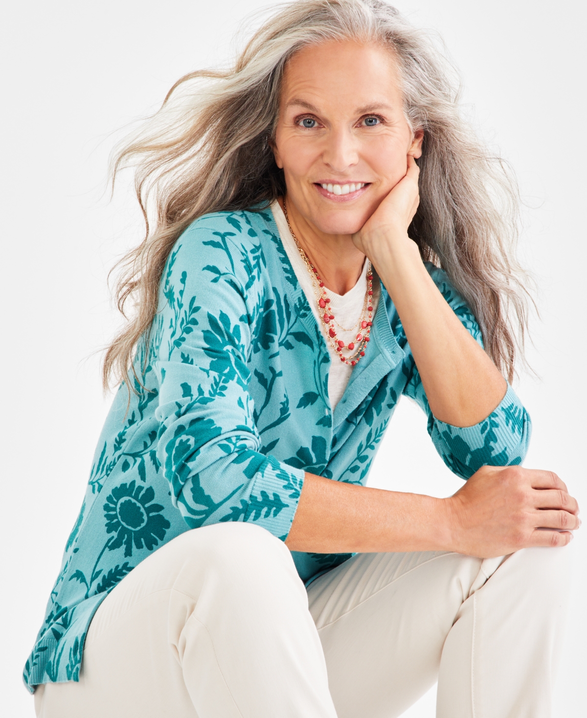 Style & Co Women's Printed Button Front Cardigan, Created for Macy's