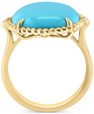 EFFY&reg; Turquoise & Diamond Accent Rope Frame Statement Ring in 14k Gold