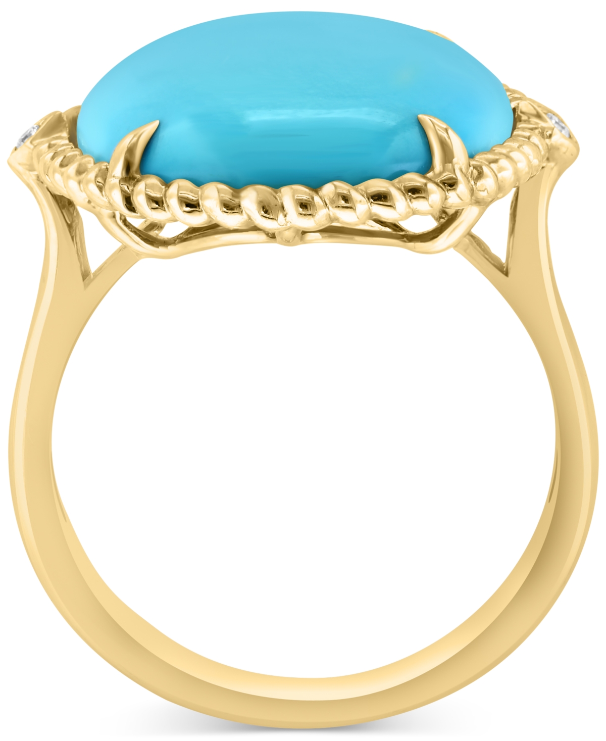 Effy Collection Effy Turquoise & Diamond Accent Rope Frame Statement Ring In 14k Gold In Yellow Gol