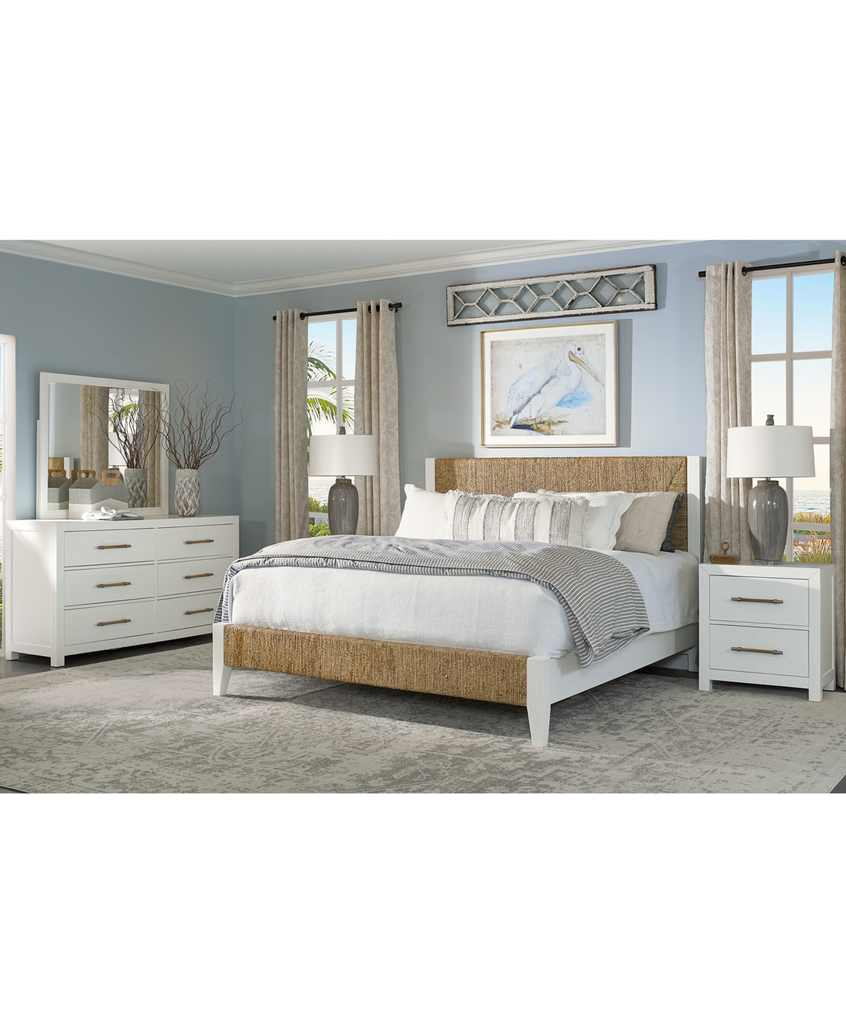 Macy's Catriona 3pc Bedroom Set (king Woven Bed, Dresser, 2-drawer Nightstand) In No Color