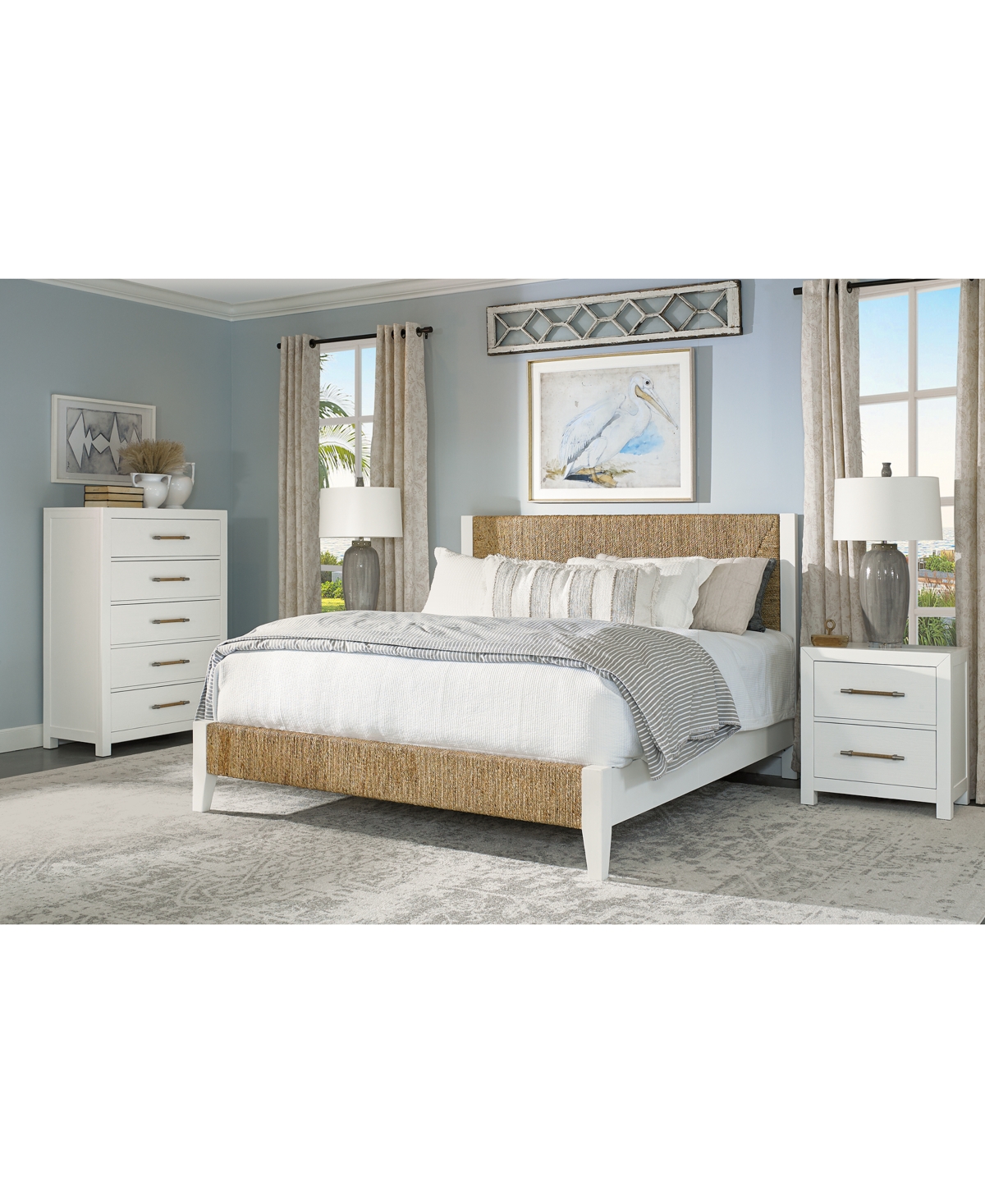 Shop Macy's Catriona 3pc Bedroom Set (king Woven Bed, Chest & Open Nightstand) In No Color