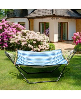 Hammock Stand Heavy Duty Steel Frame Hanging Hooks Indoor Outdoor
