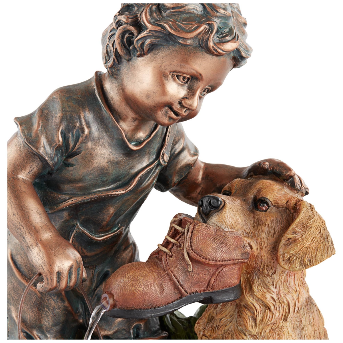 Northport Modern Boy Plays with Dog Outdoor Floor Water Fountain 24 3/4