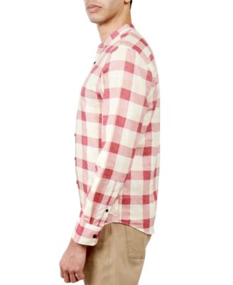 Men's Nash Moisture-Wicking Check Button-Down Mandarin Shirt