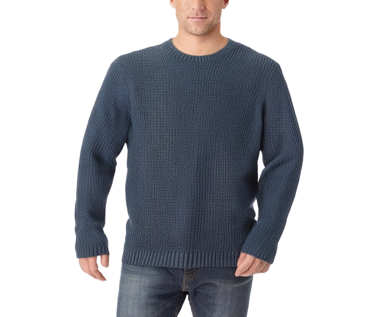 Big & Tall Shaker Knit Crewneck Sweater - Grey marl