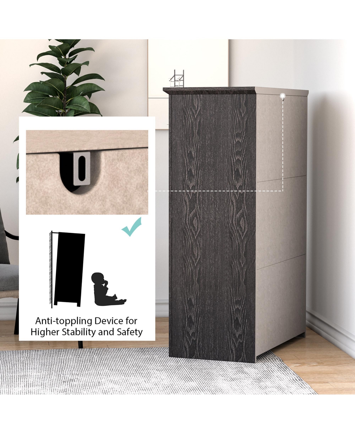 Costway 5 Drawer Chest Storage Dresser Tall Cabinet Organizer Bedroom Hallway