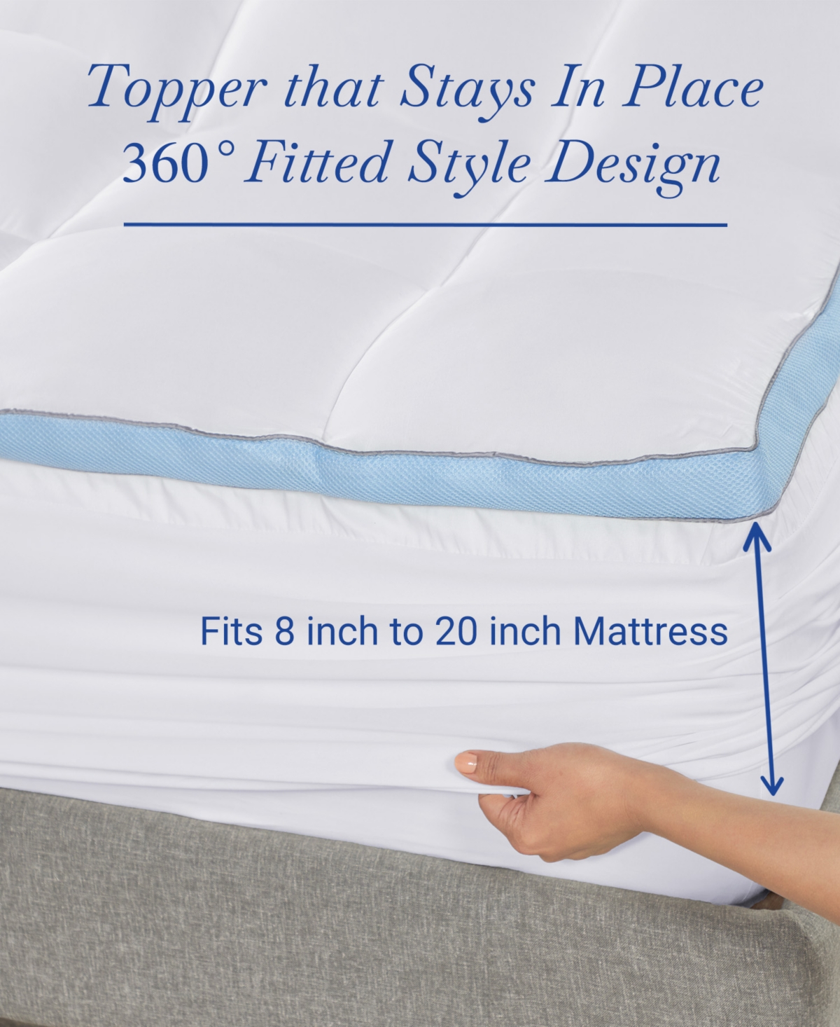 Extra Thick Cooling Mattress Topper Size, Plush Pillow-Top Mattress Topper by California Design Den