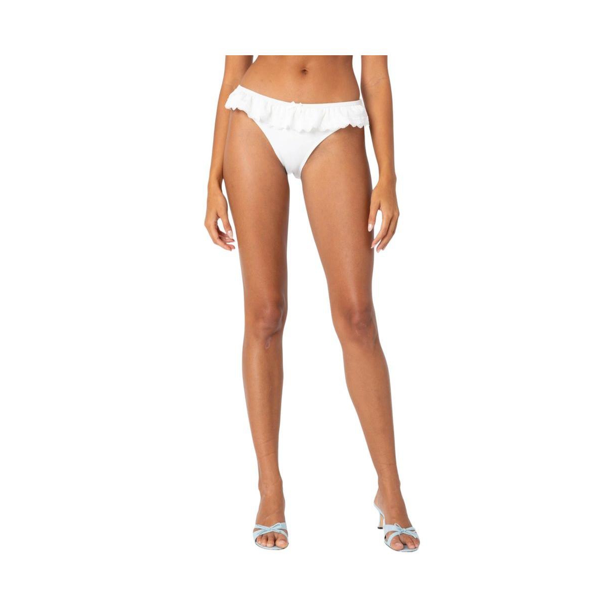 Edikted Women's Lacey Ruffled Bikini Bottom