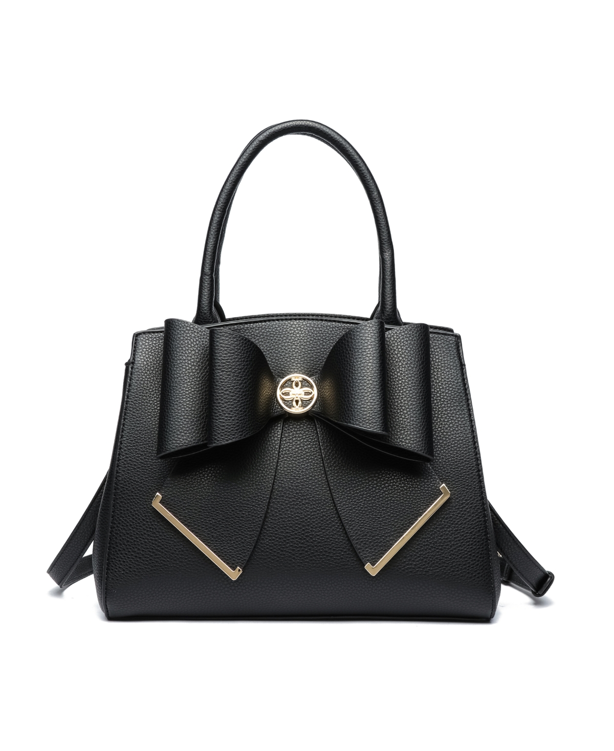 Poppy Bowtie Top Handle Satchel Bag - Black