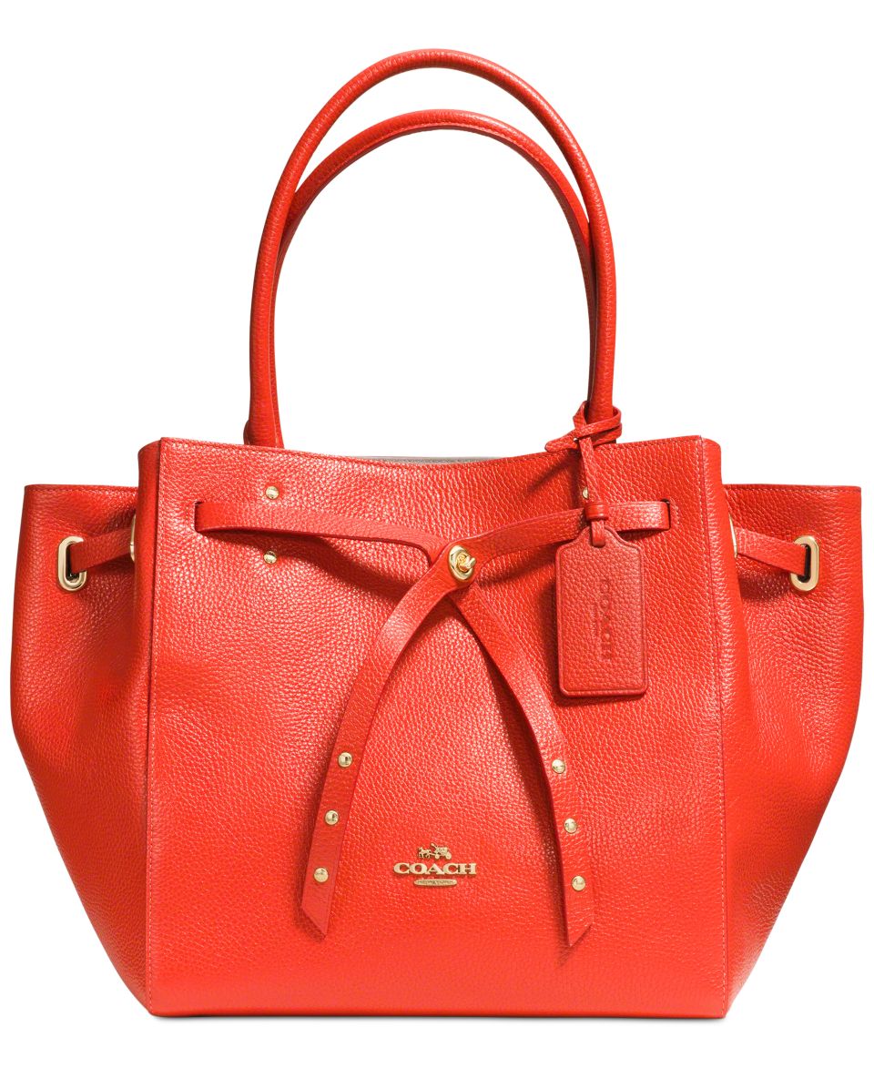 COACH TURNLOCK TIE SMALL TOTE IN REFINED PEBBLE LEATHER   Handbags