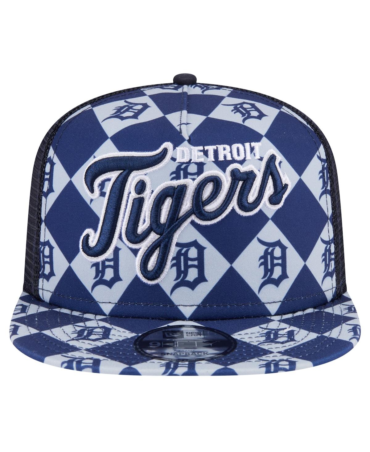 New Era Men's Navy Detroit Tigers Seeing Diamonds A-frame Trucker 9fifty Snapback Hat In Navy