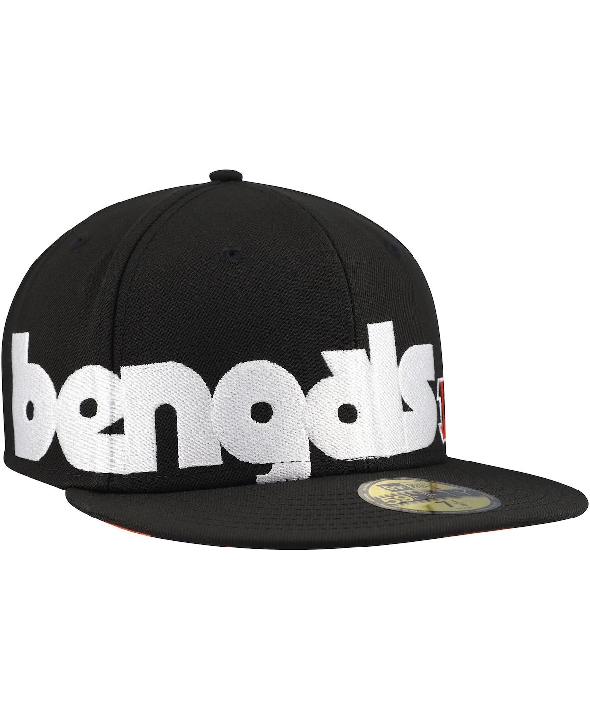 New Era Men'sCincinnati Bengals Checkered Undervisor 59FIFTY Fitted Hat - Black, Orange