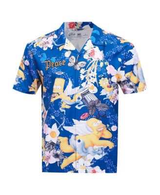 Men's Navy The Simpsons Peace Angels Button-Up Shirt