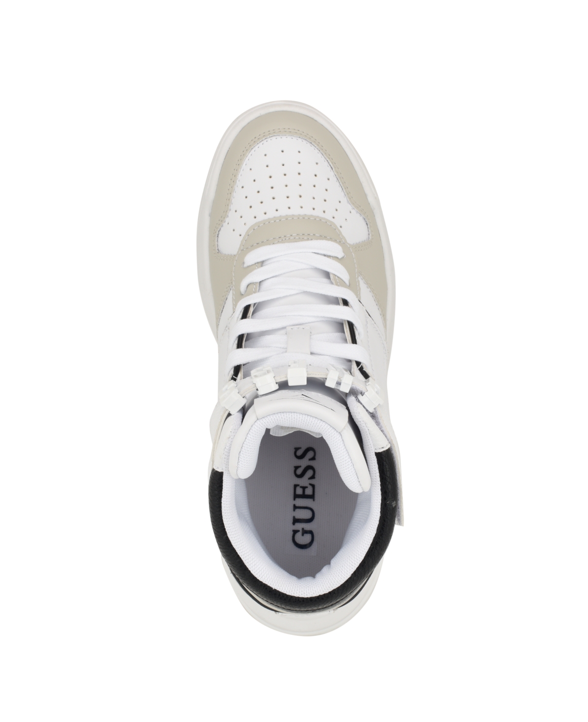 Guess Women's Corten Casual High Top Logo Lace Up Sneakers In White,black Multi