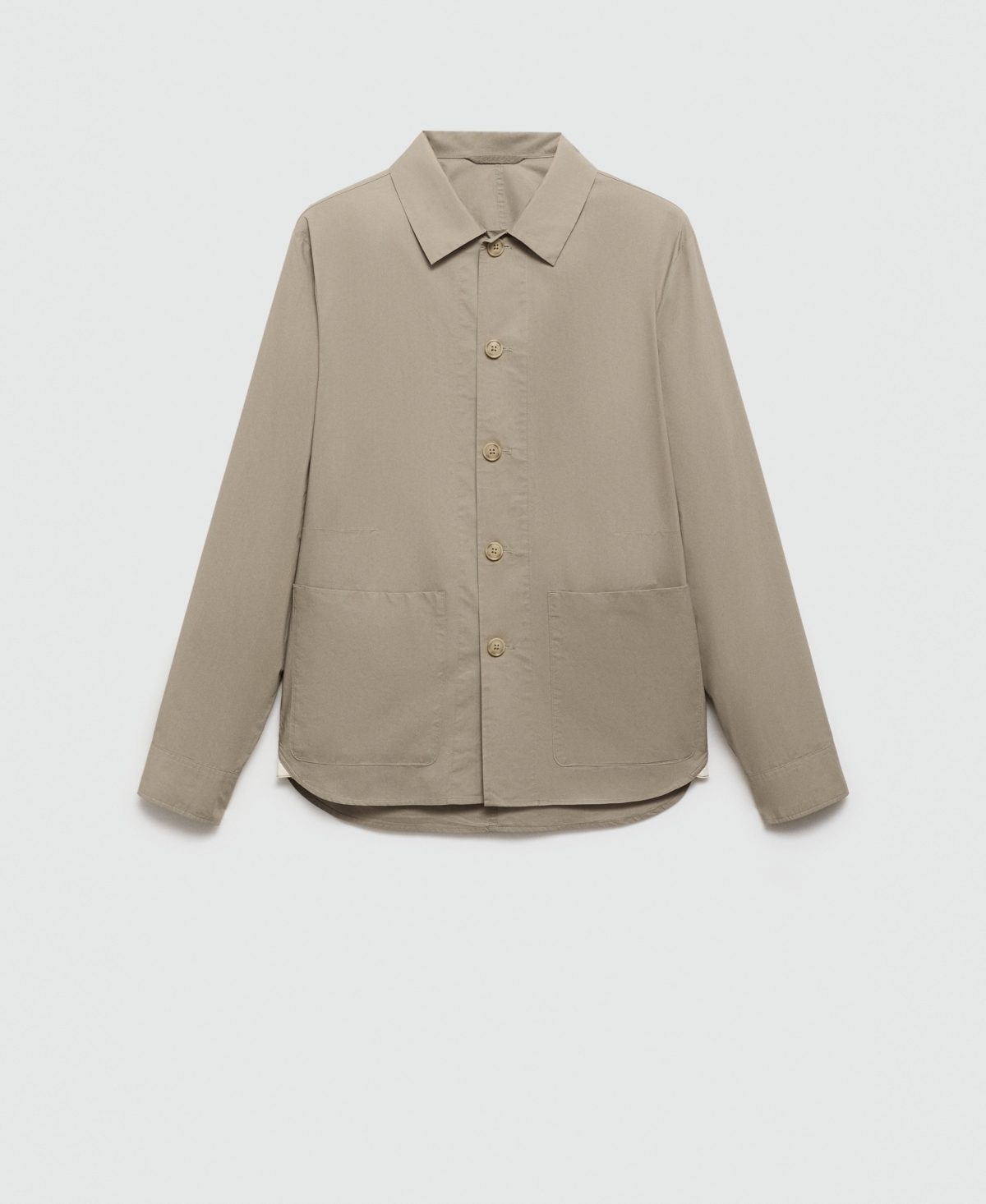 Mango Men's Fluid Cotton Overshirt In Khaki