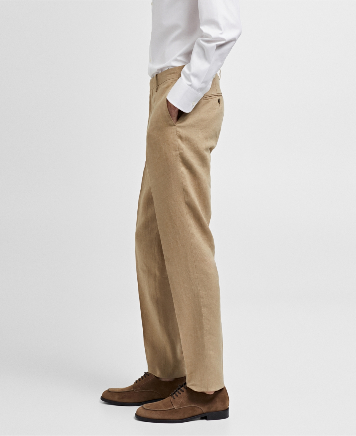 Mango Men's Linen Slim Fit Dress Pants