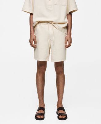 Mango Elastic Drawstring Waistband Cotton Shorts