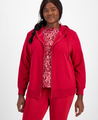 ID Ideology - Plus Size Relaxed Zip-Front Fleece Hoodie