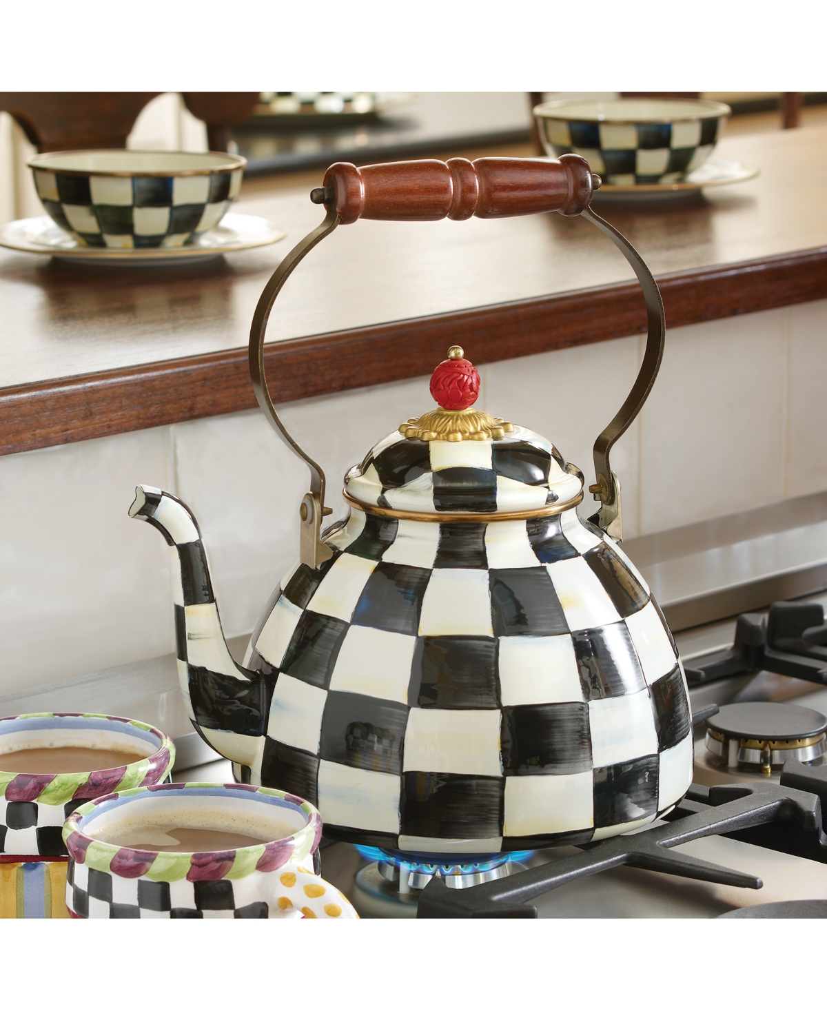 Mackenzie-childs Courtly Check 2-qt. Whistling Tea Kettle In No Color
