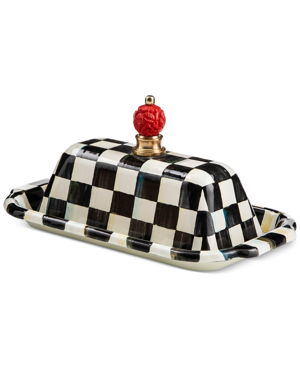 Mackenzie-childs Mackenzie Childs Courtly Check Enameled Steel Butter Box In No Color