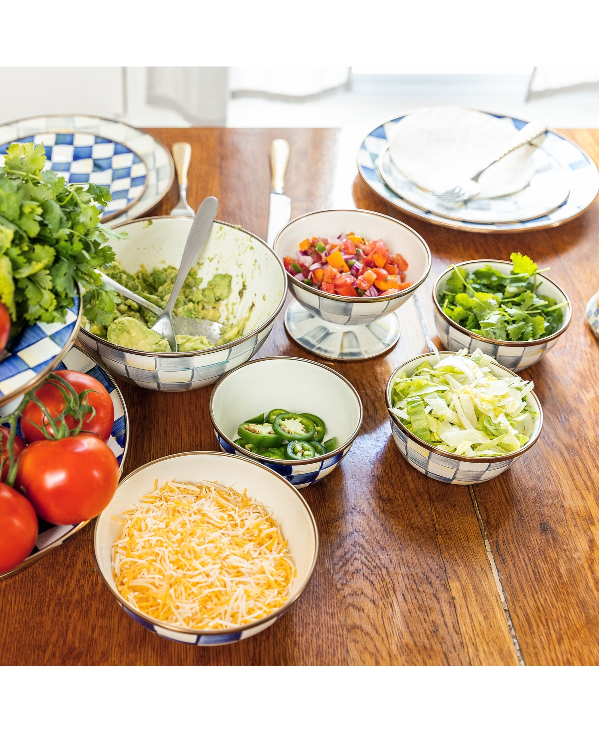 Mackenzie-childs Sterling Check Enamel Everyday Bowl, Medium In No Color