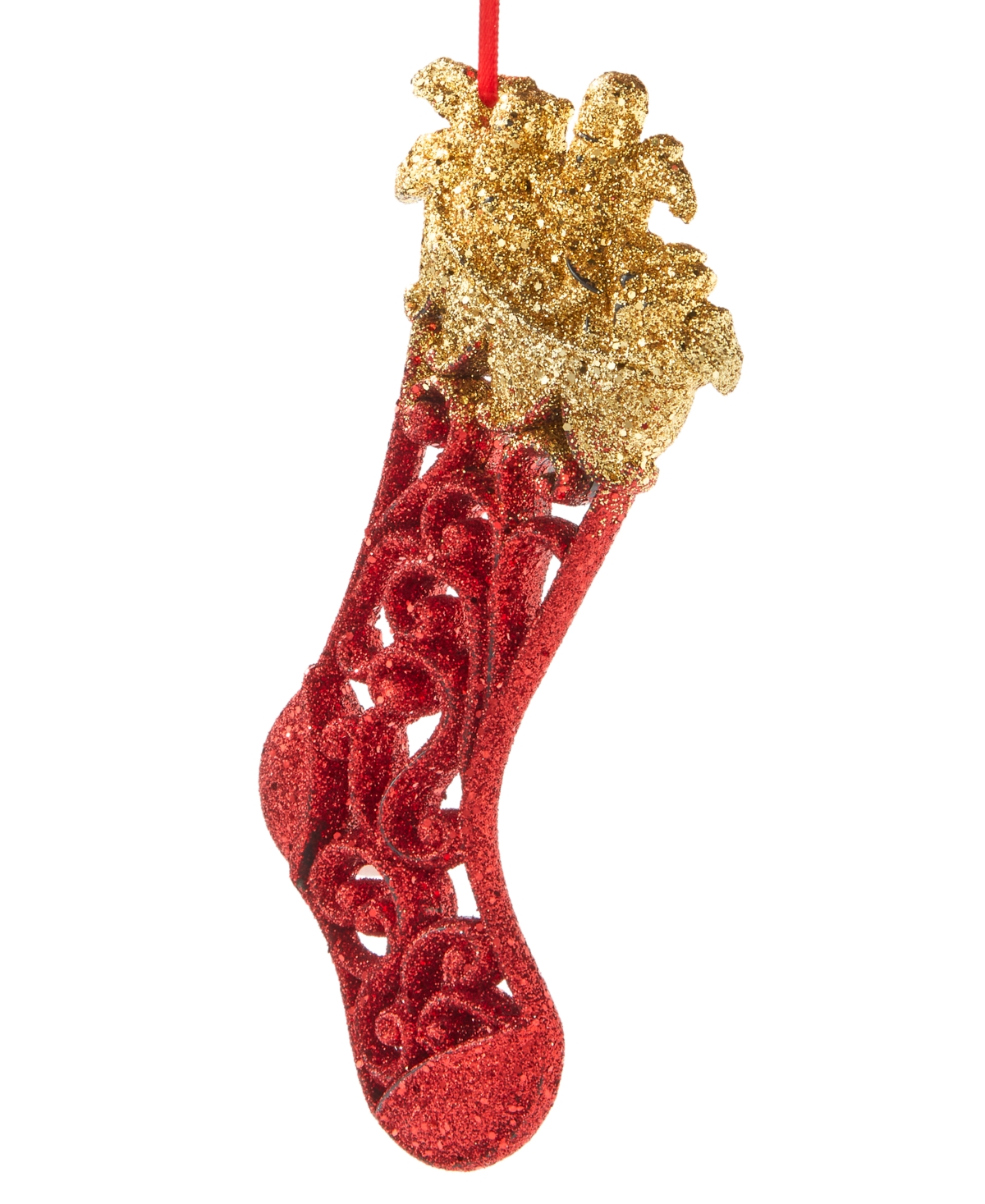 Holiday Lane Christmas Glitters Red & Gold Stocking Ornament, Exclusively at Macy's