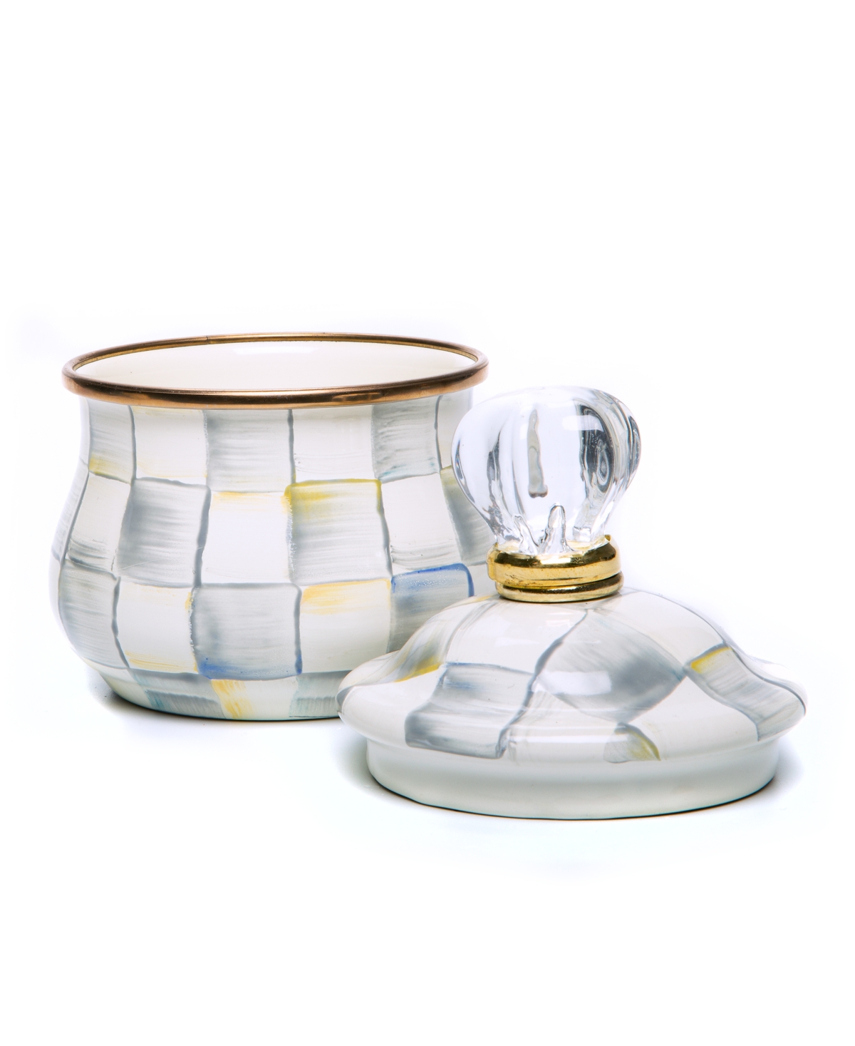Mackenzie-childs Mackenzie Childs Sterling Check Lidded Sugar Bowl In No Color