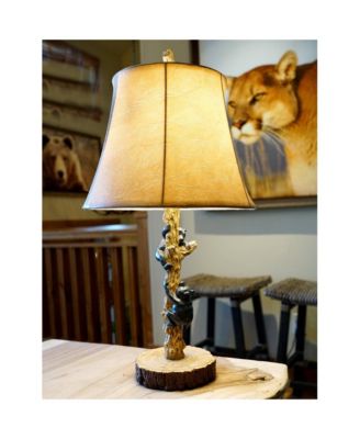 Climbing Bears 22 1/2" High Small Rustic Style Accent Table Lamps Set of 2 USB Port Brown Wood Finish Charging