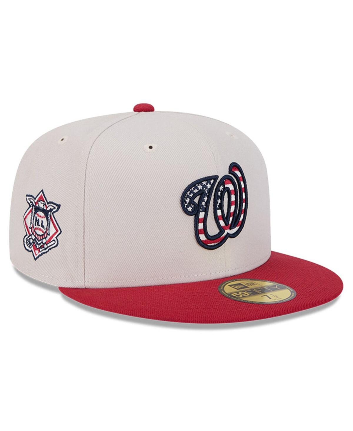 New Era Men's Red Washington Nationals 2024 Fourth Of July 59fifty Fitted Hat In Khaki