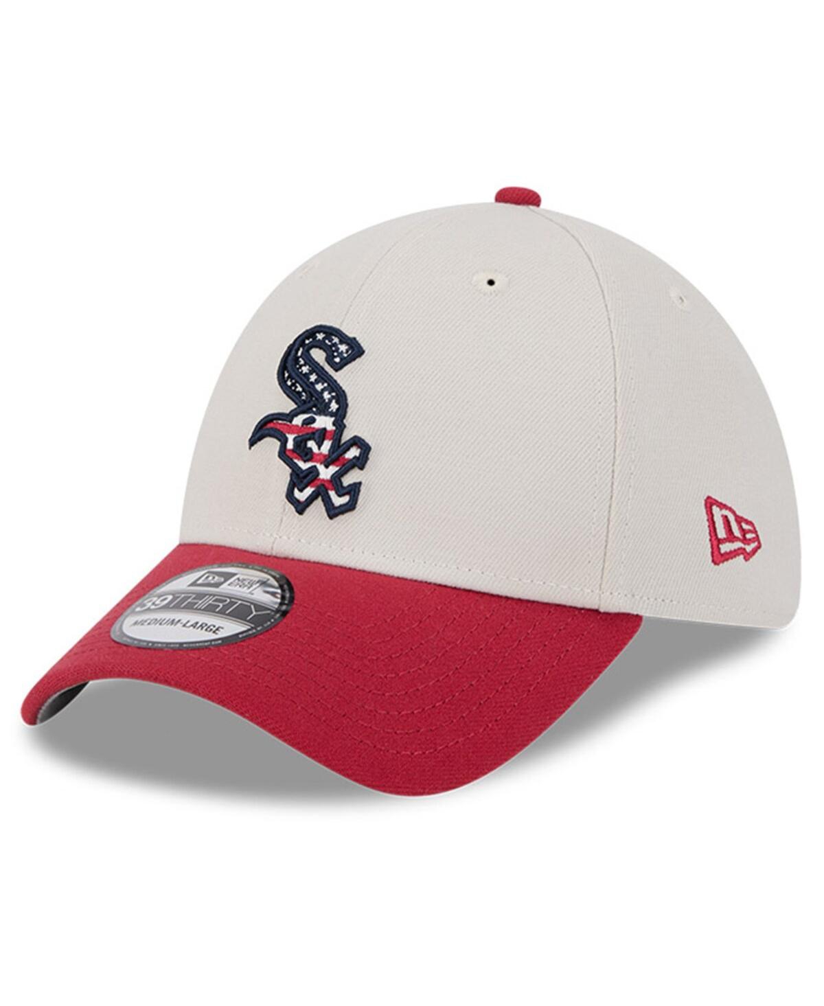 New Era Men's Red Chicago White Sox 2024 Fourth Of July 39thirty Flex Hat In Khaki