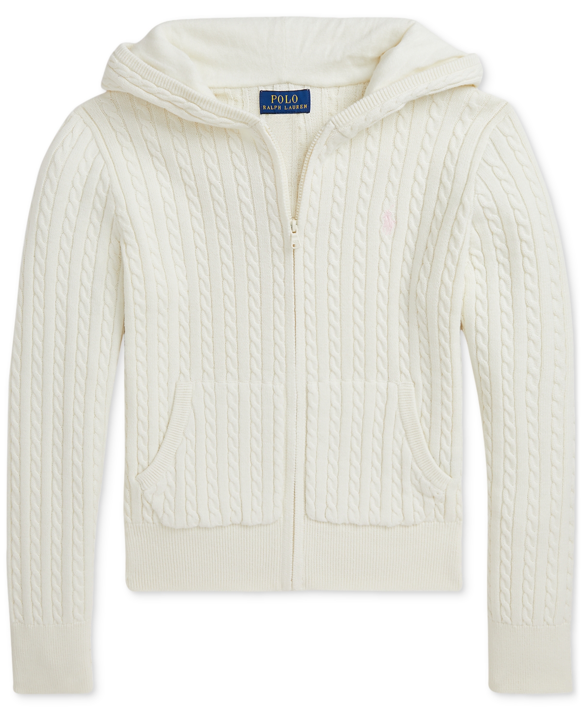 Polo Ralph Lauren Big Girls Mini-Cable Cotton Full-Zip Hoodie