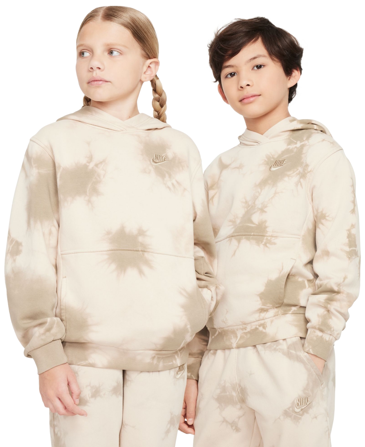 Nike Big Kids' Sportswear Club Fleece Tie-Dyed Hoodie -khaki/khaki