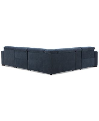 Nevio 5-Pc. Fabric Power Headrest Sectional and Chaise with 2 Power Motion Chairs