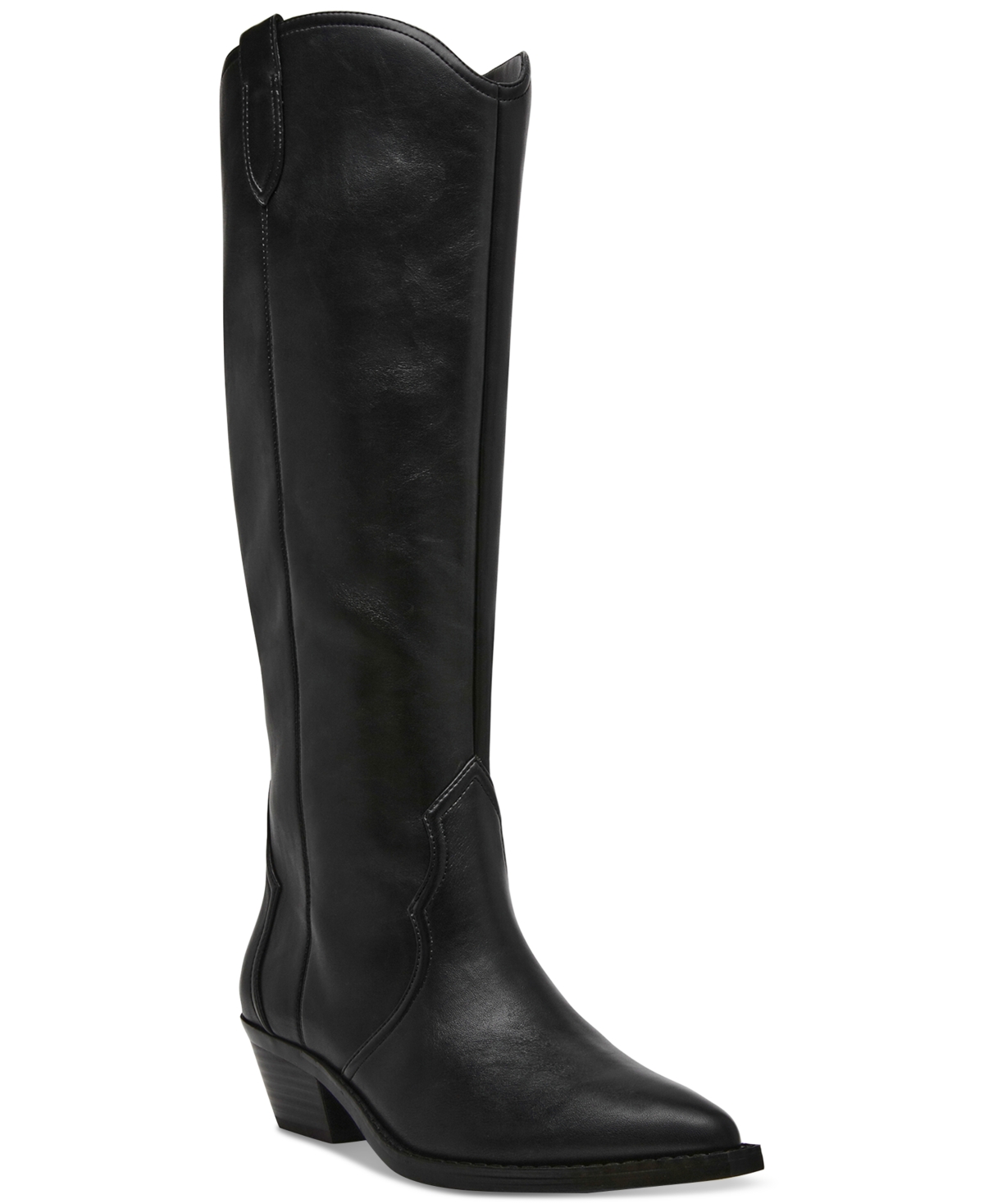 Women's Kit Knee-High Wide Calf Cowboy Boots - Black Smooth