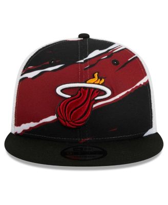 Men's Black/White Miami Heat Tear Trucker 9FIFTY Adjustable Hat