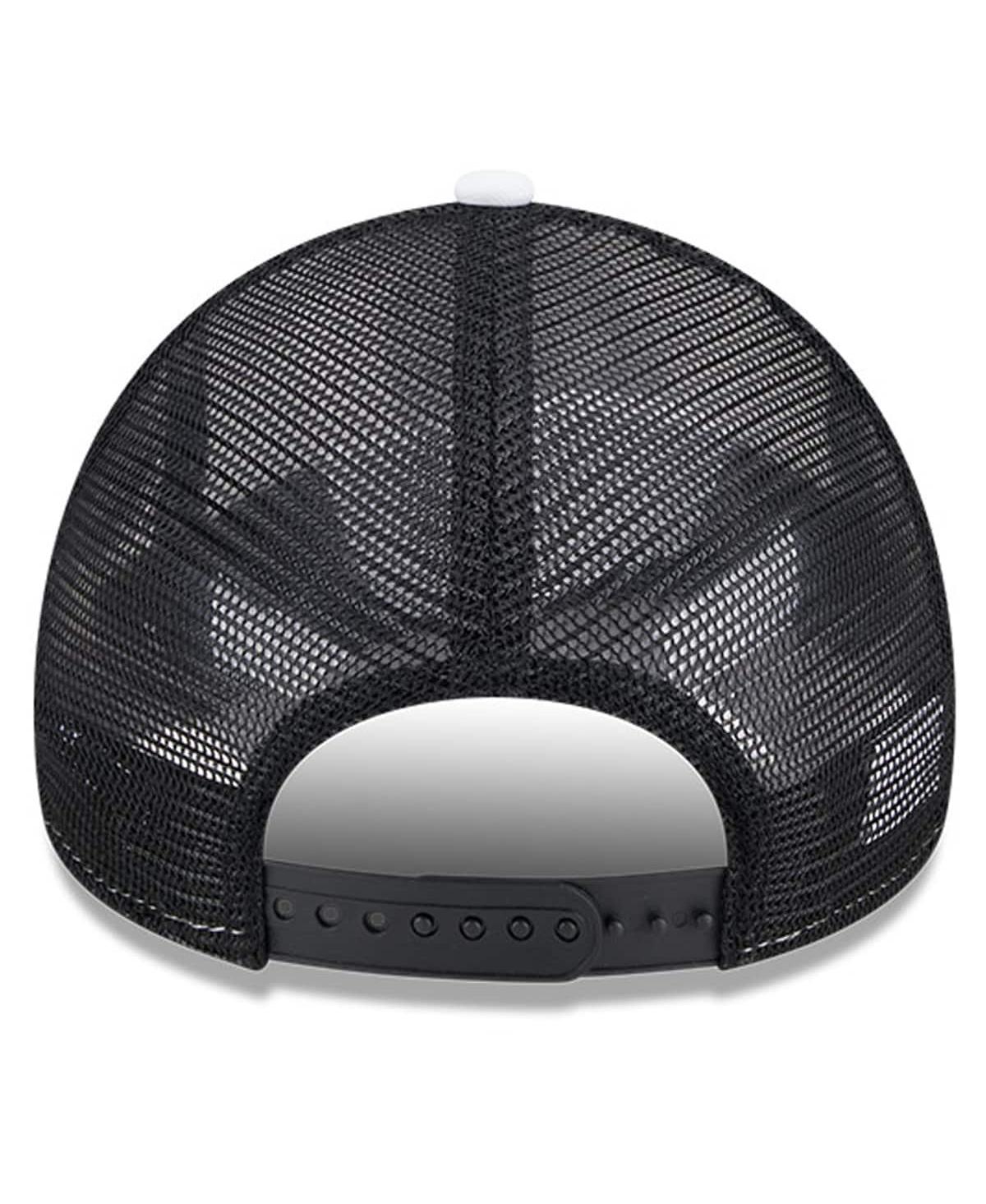 New Era Men's White/black Brooklyn Nets Court Sport Foam A-frame 9forty Adjustable Trucker Hat In White,black